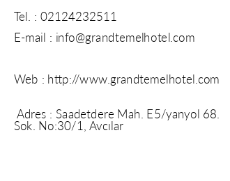 Grand Temel Hotel iletiim bilgileri
